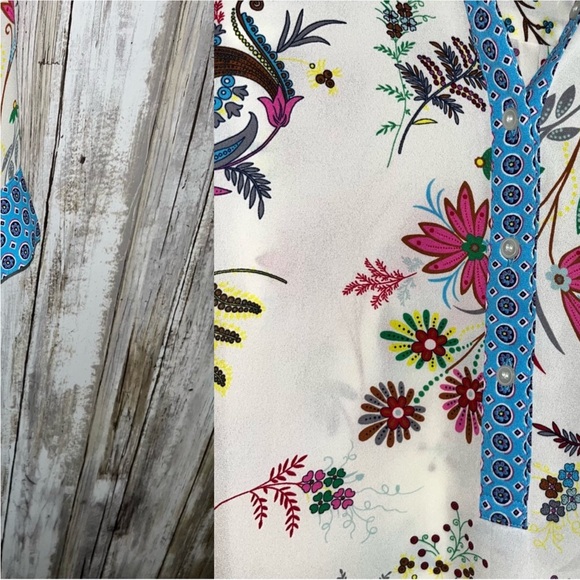 Talbots Dancing Floral Band Collar Popover - Picture 6 of 8